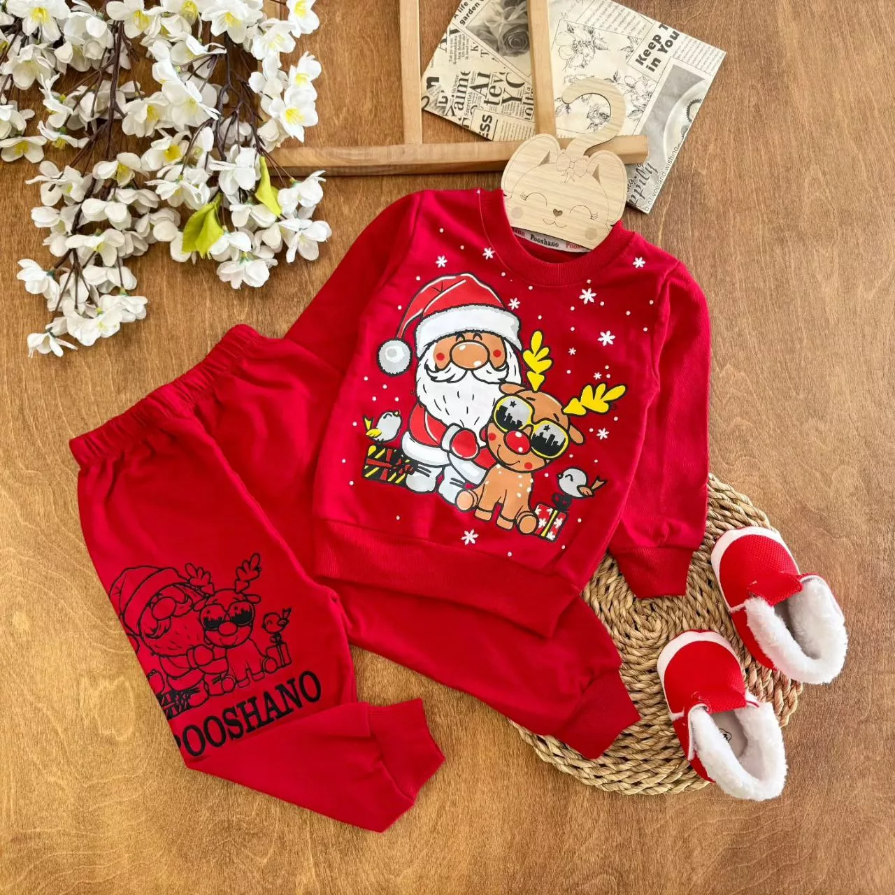 بلوز شلوار بابانوئل و گوزن پوشانو سایز ۳۵ تا ۵۰ کد ۵۴۹۴