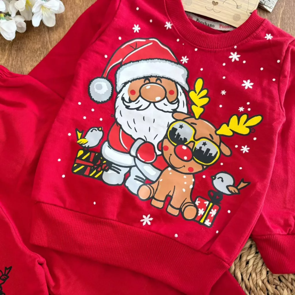 بلوز شلوار بابانوئل و گوزن پوشانو سایز ۳۵ تا ۵۰ کد ۵۴۹۴