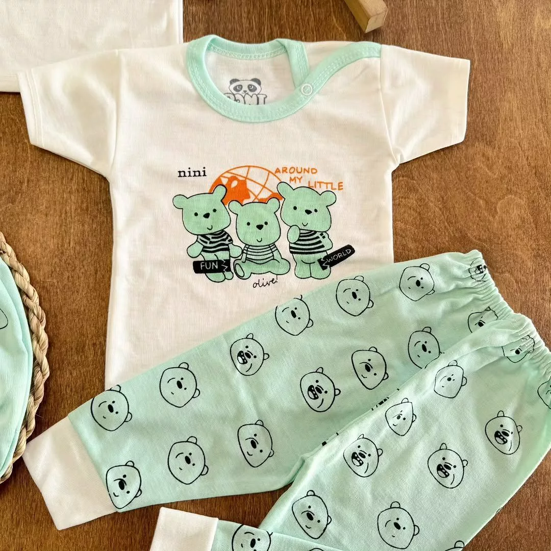 ست ۵ تکه (دکمه دار) سه خرس سبز nini world کد ۵۵۱۲