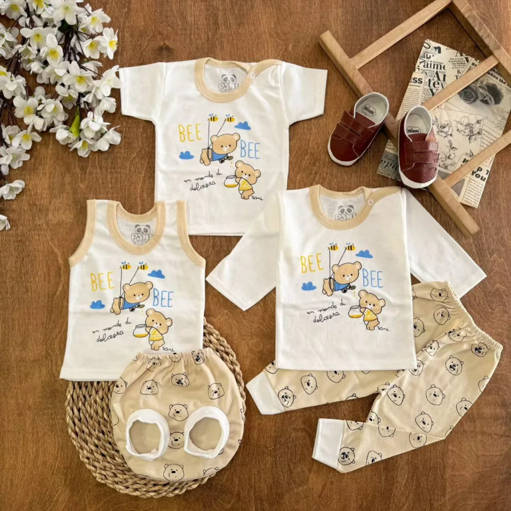 ست ۵ تکه (دکمه دار) خرس و زنبور کرم کد ۵۵۱۵