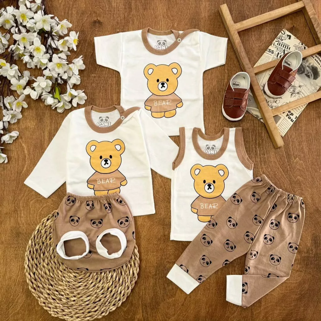 ست ۵ تکه (دکمه دار) خرس bear قهوه ای کد ۵۵۱۹