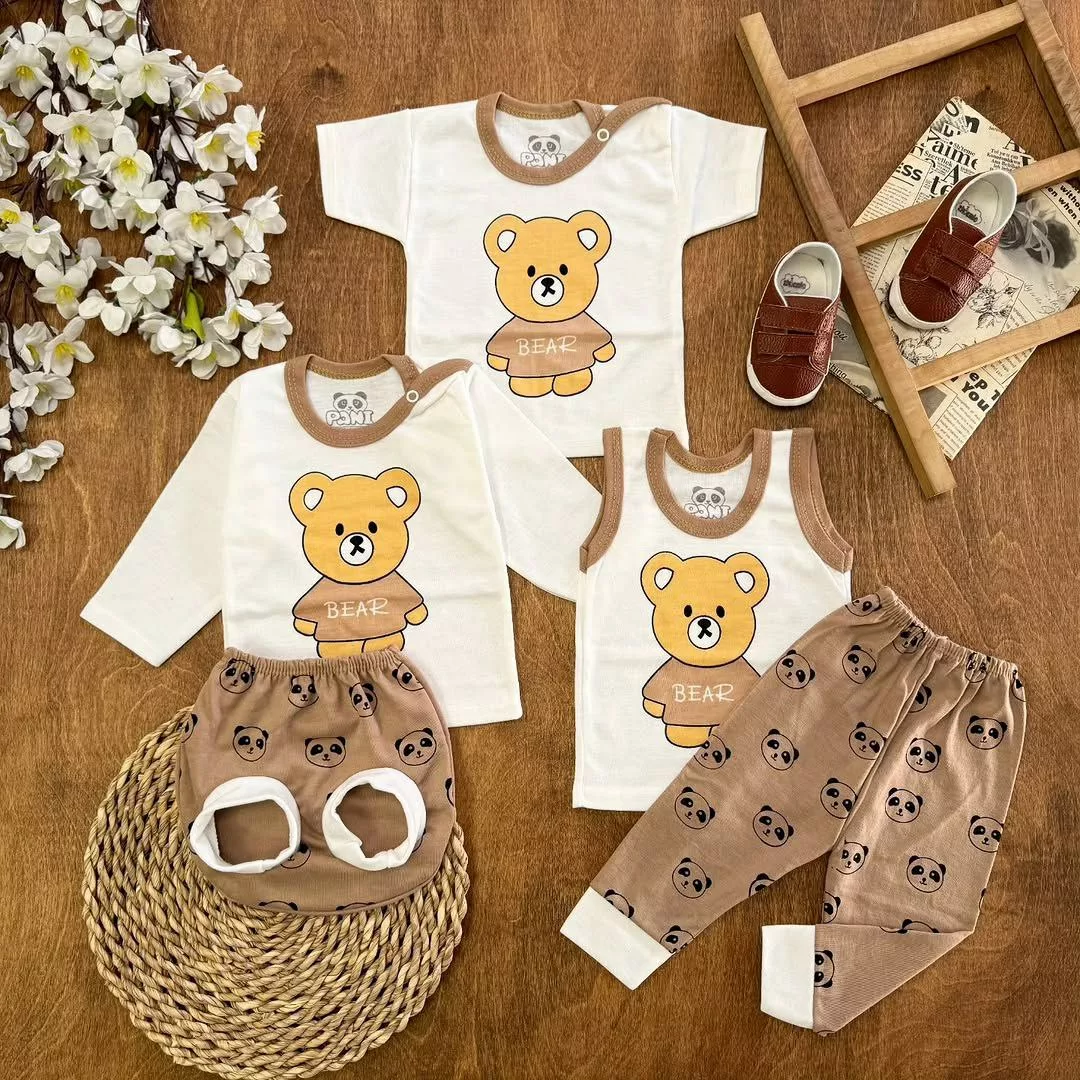 ست ۵ تکه (دکمه دار) خرس bear قهوه ای کد ۵۵۱۹