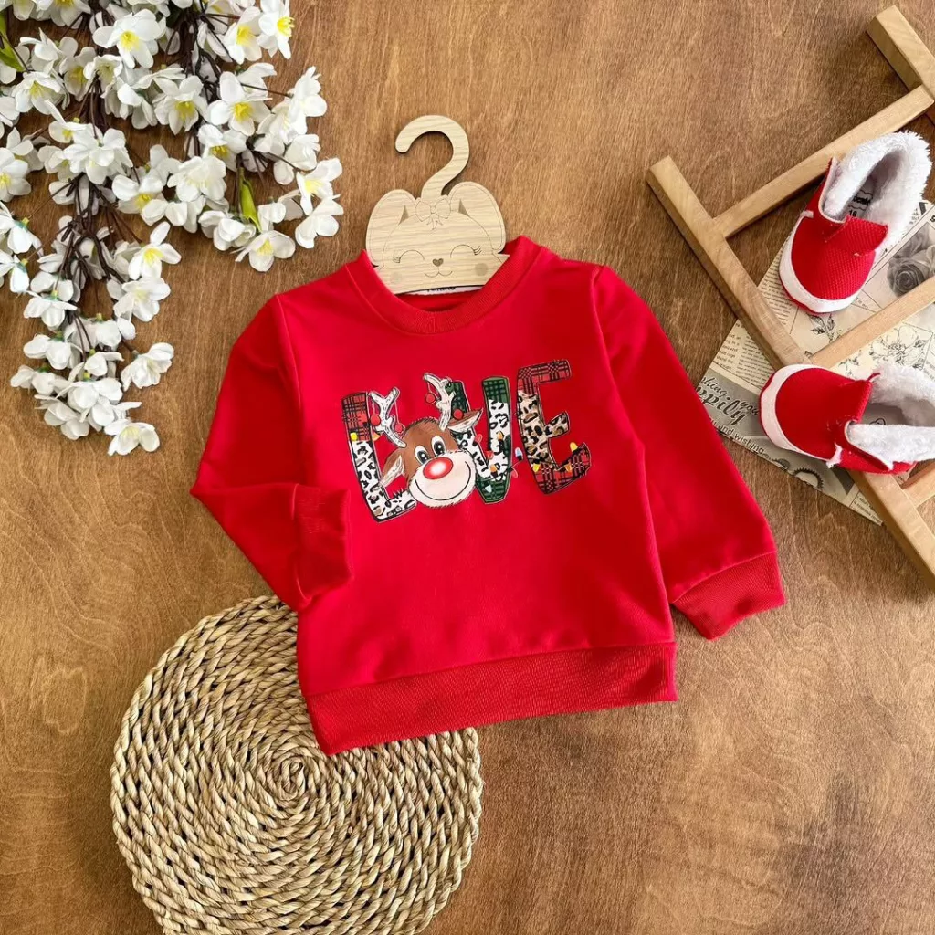 بلوز تک طرح گوزن Love سایز 35 تا 50 کد ۵۵۲۷