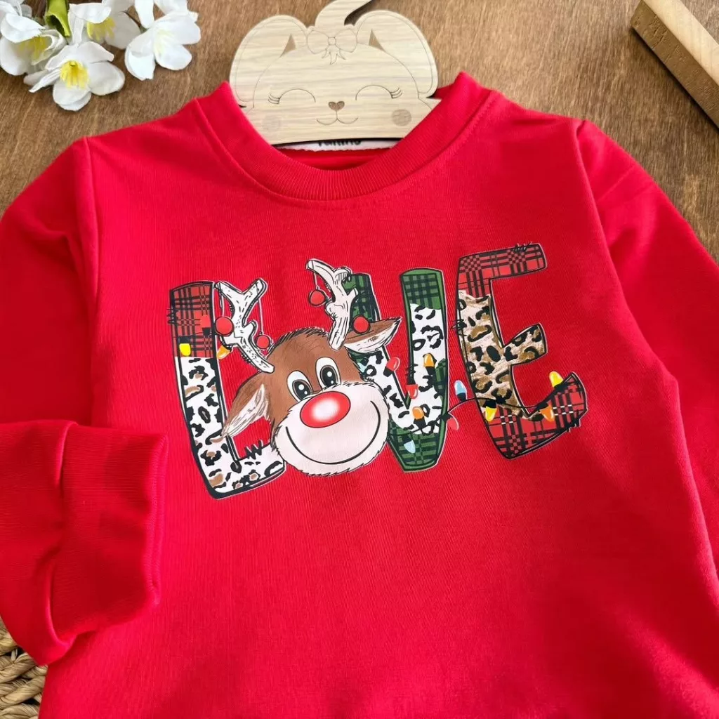 بلوز تک طرح گوزن Love سایز ۳۵،۴۰ کد ۵۵۲۷