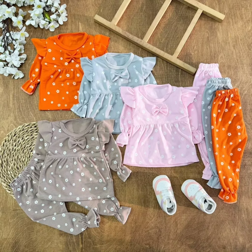 سارافون شلوار چین دار شکوفه سایز ۱ تا ۳ کد ۵۵۳۵