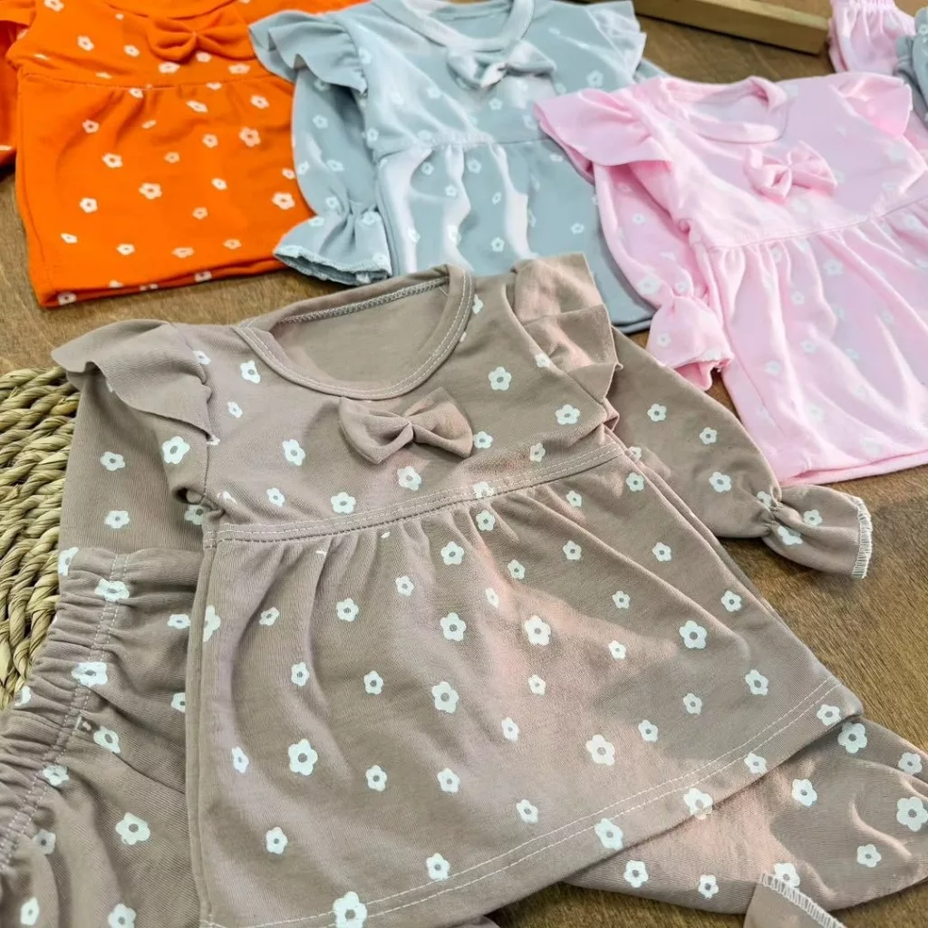 سارافون شلوار چین دار شکوفه سایز ۱ تا ۳ کد ۵۵۳۵