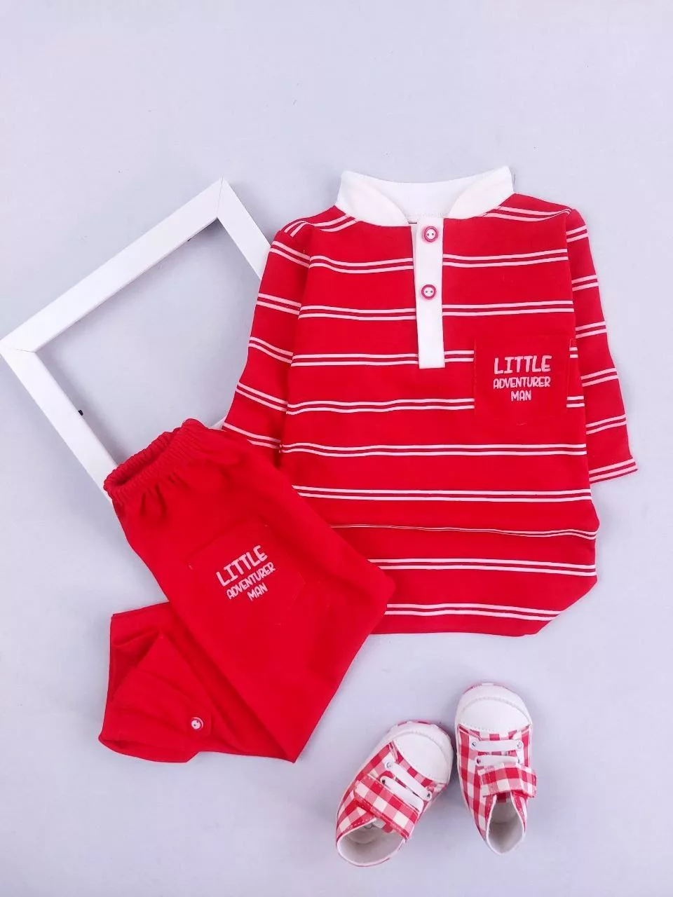 بلوز شلوار قرمز راه راه لیتل سایز ۱ تا ۵ کد ۵۵۴۱