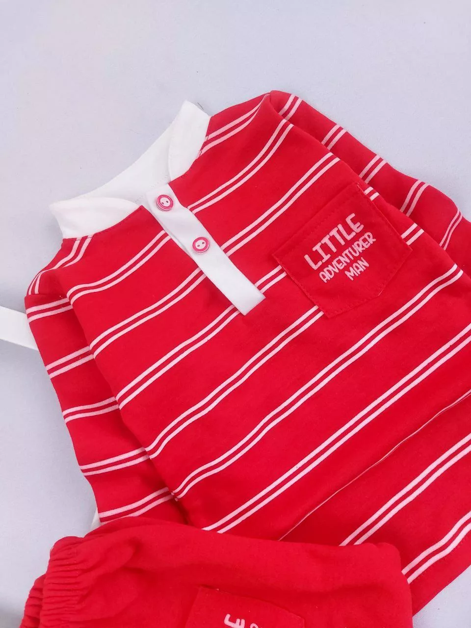 بلوز شلوار قرمز راه راه لیتل سایز ۱ تا ۵ کد ۵۵۴۱