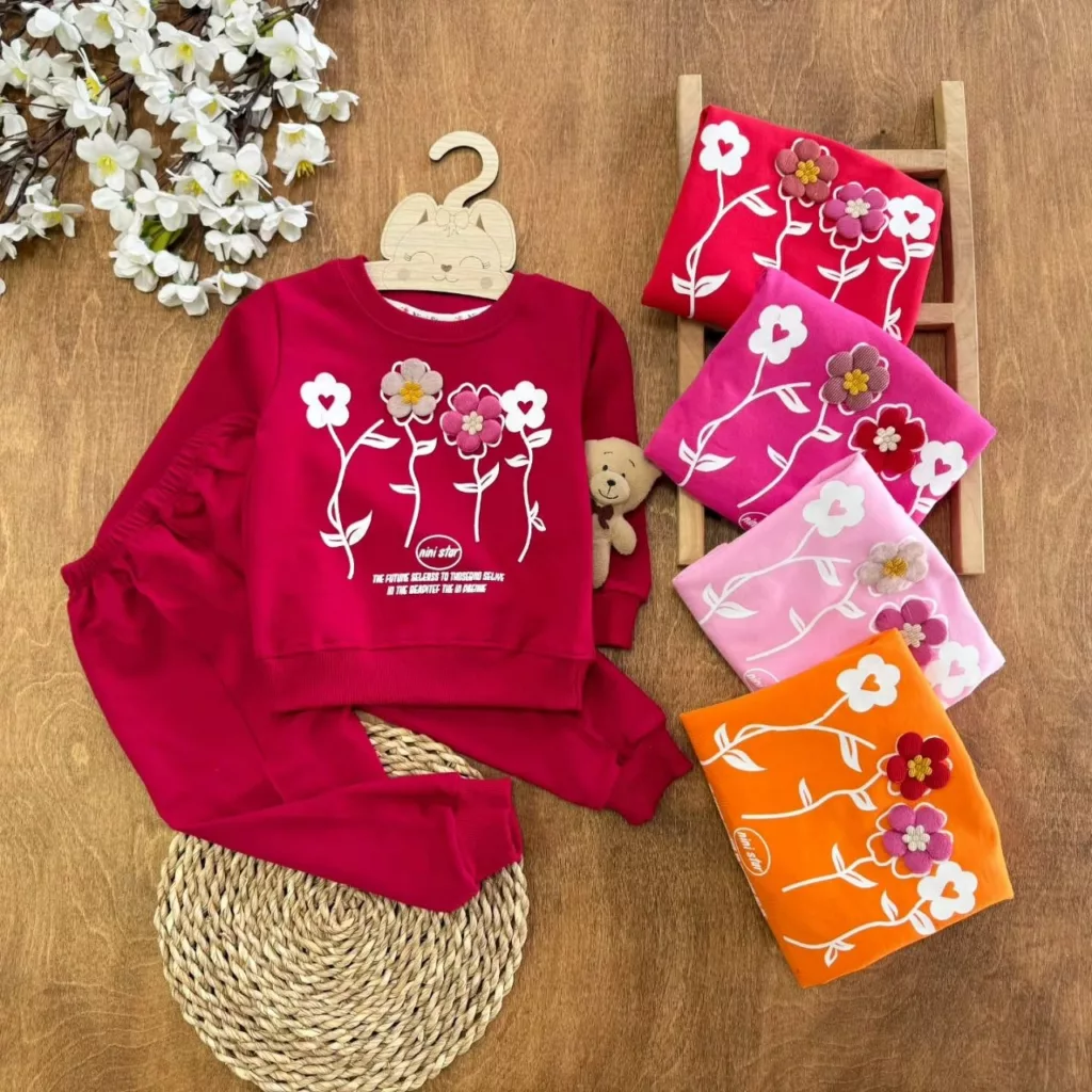 بلوز شلوار دو گل برجسته NS سایز ۳۵ تا ۴۵ کد ۵۵۴۹