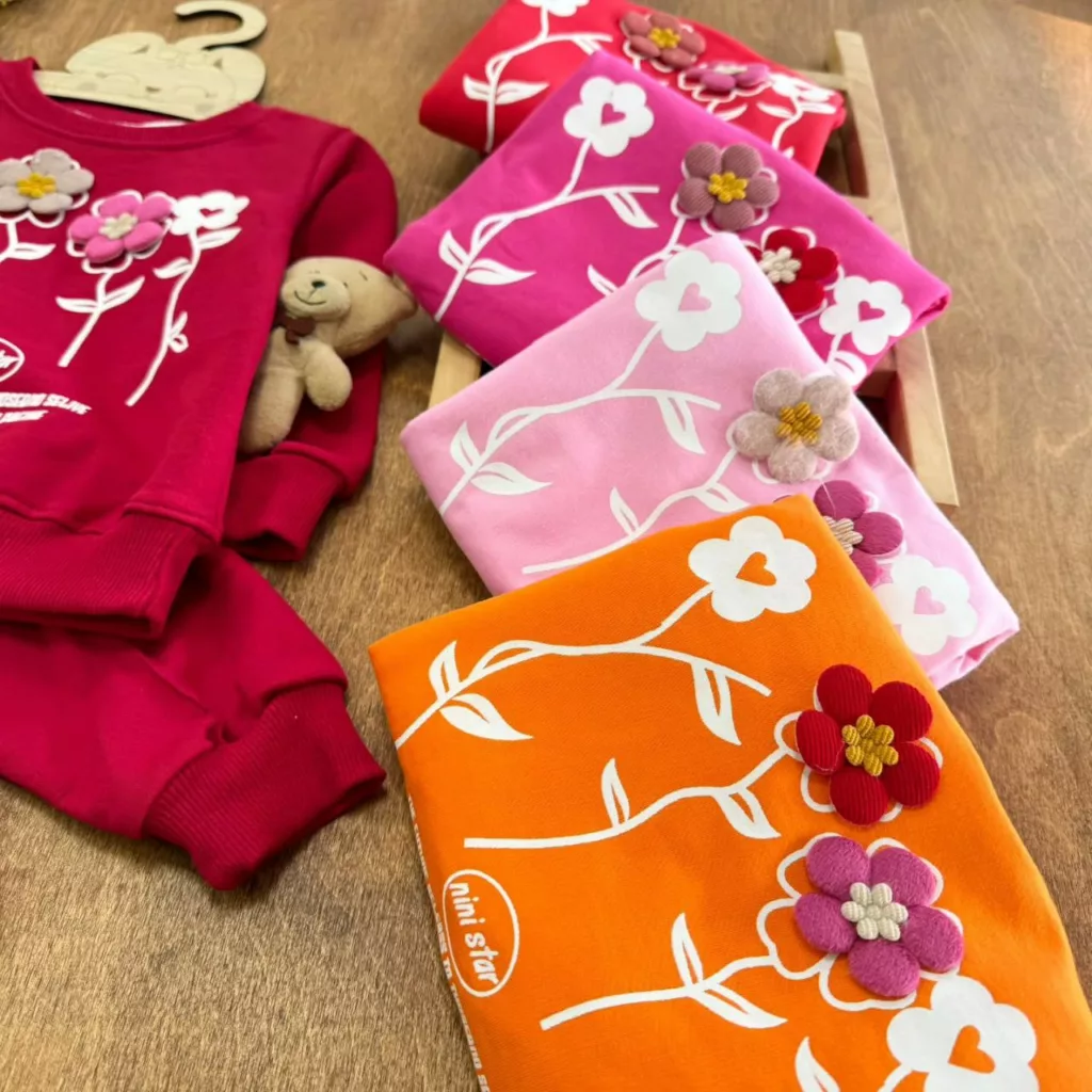 بلوز شلوار دو گل برجسته NS سایز ۳۵ تا ۴۵ کد ۵۵۴۹