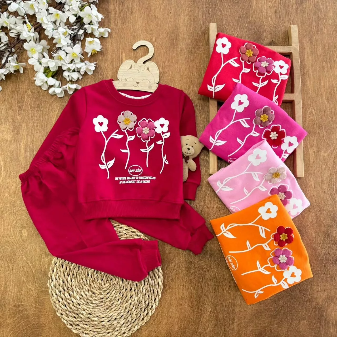 بلوز شلوار دو گل برجسته NS سایز ۳۵ تا ۴۵ کد ۵۵۴۹