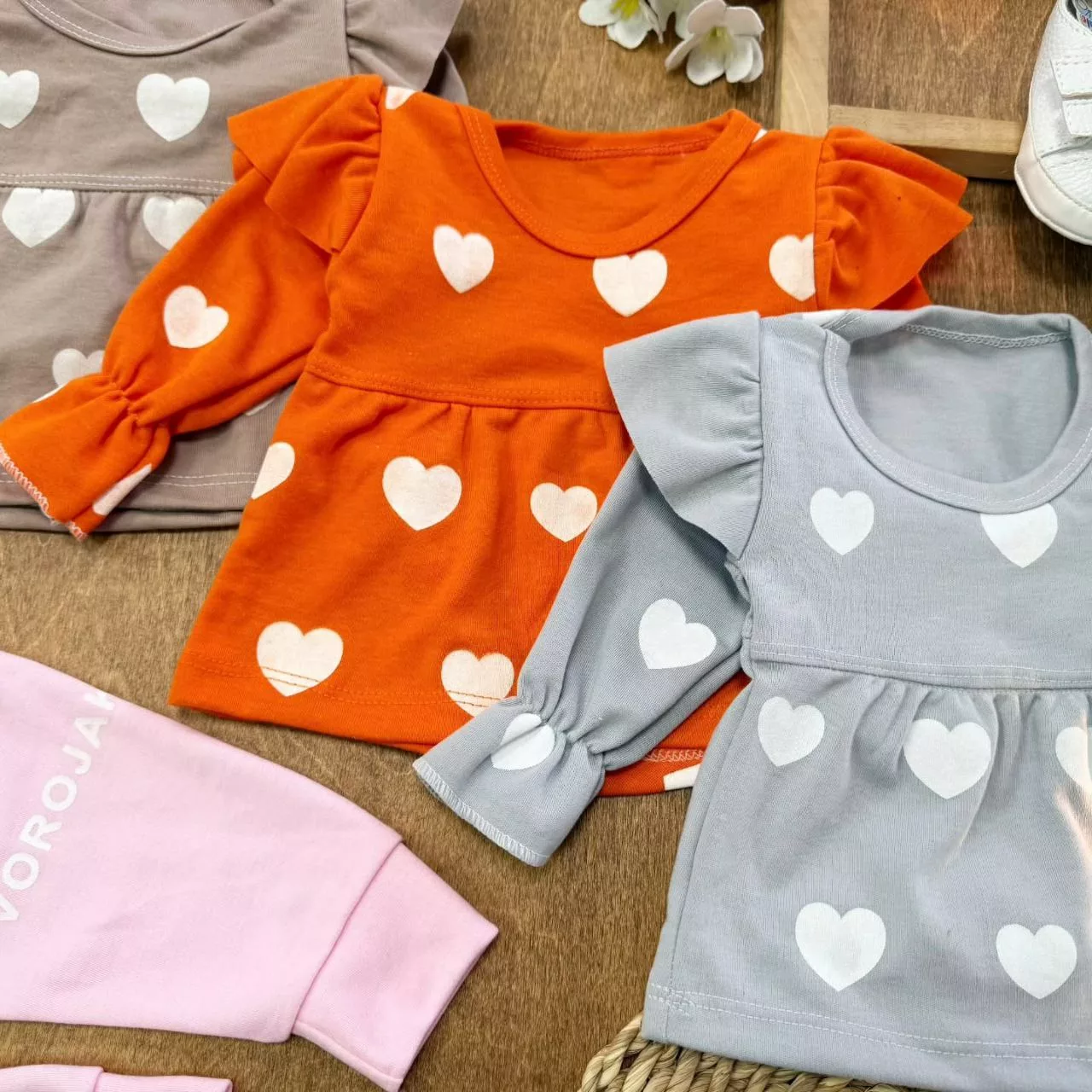 سارافون شلوار چین دار قلبی سایز ۱ تا ۳ کد ۵۵۵۲