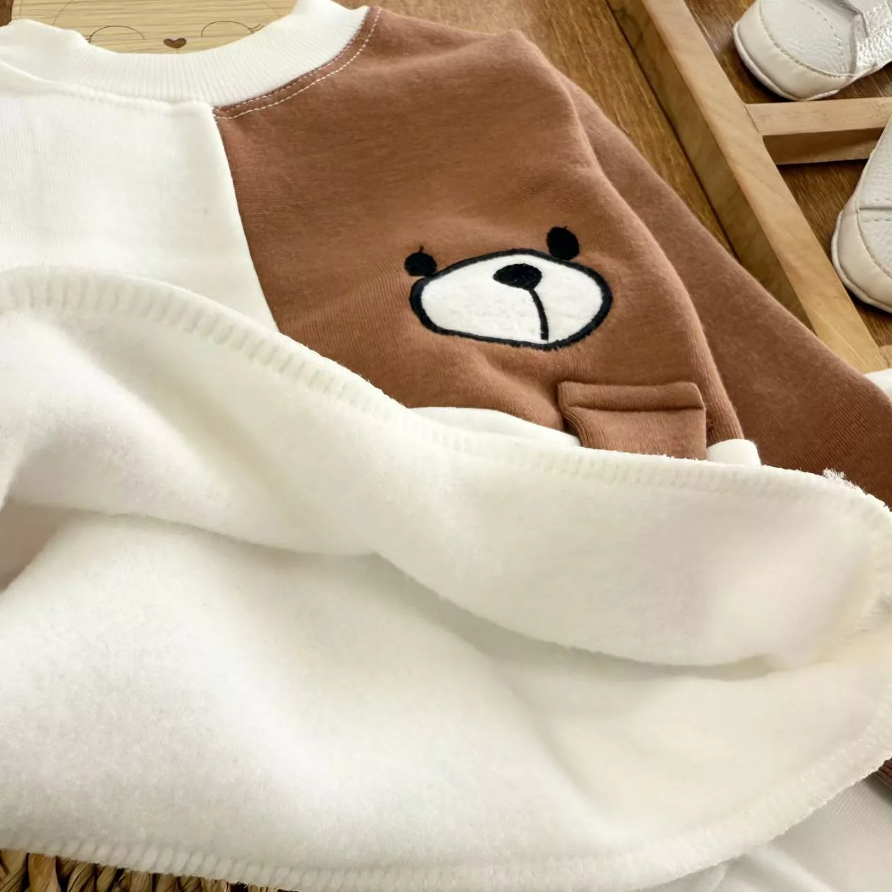 بلوز شلوار توکرکی سفید خرس پادار کد ۵۵۵۴