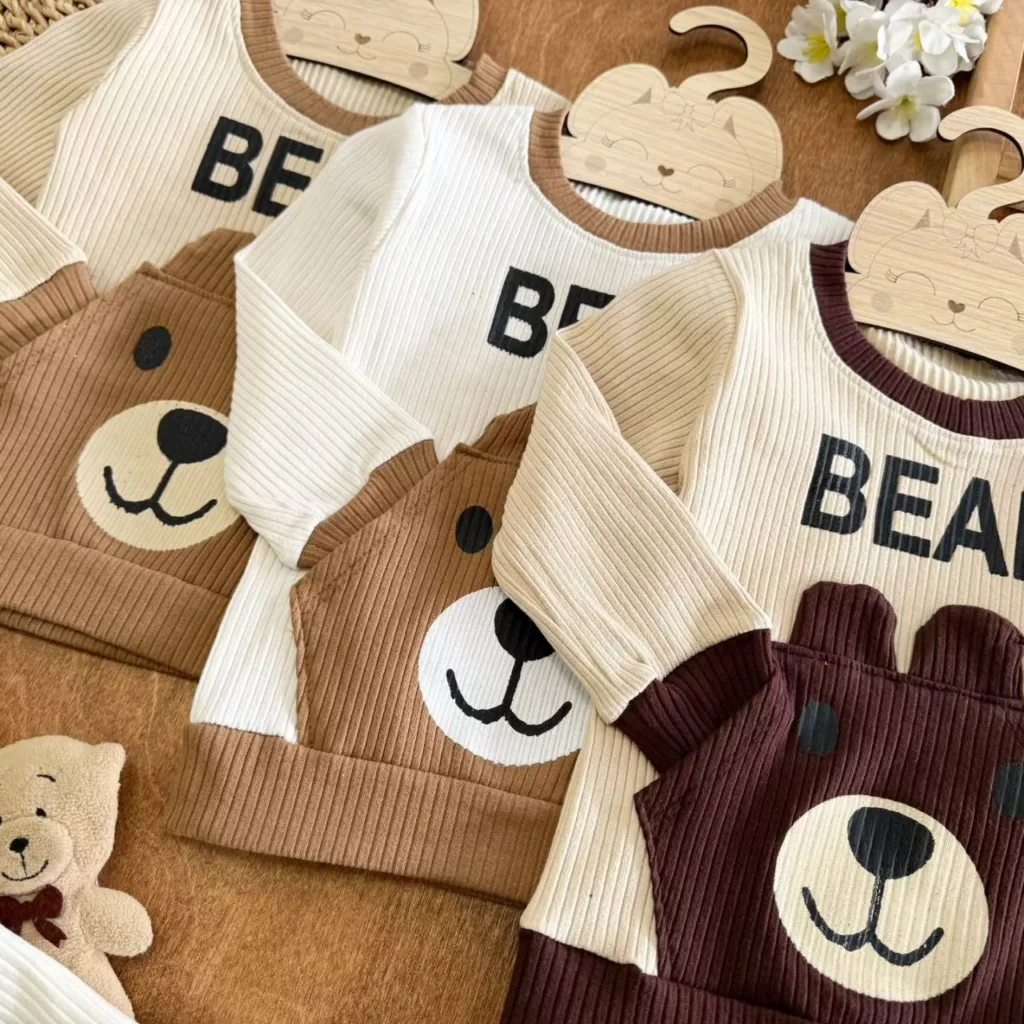 بلوز شلوار آکاردئونی طرح خرس Bear کد ۵۵۵۵