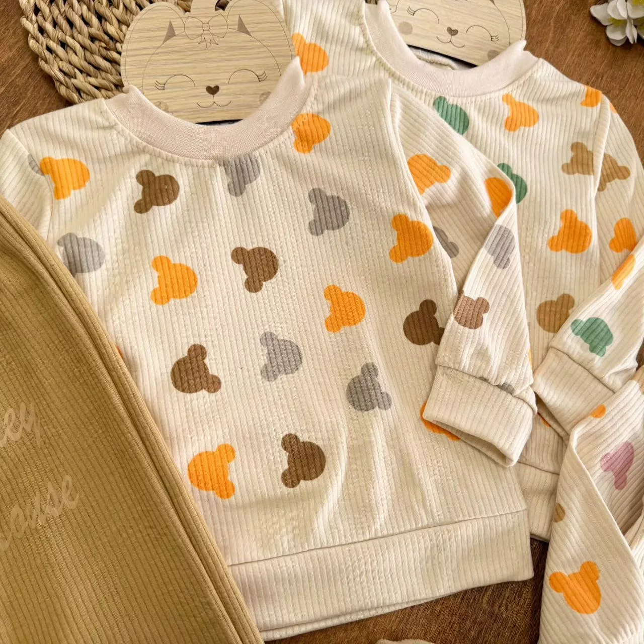 بلوز شلوار کبریتی میکی موس کد ۵۵۵۶