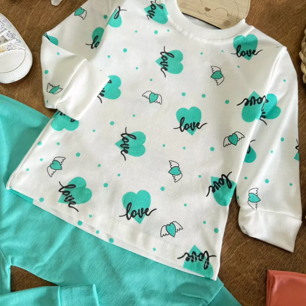 بلوز شلوار نخی قلبی لاو سایز 4 تا 6 کد 4042