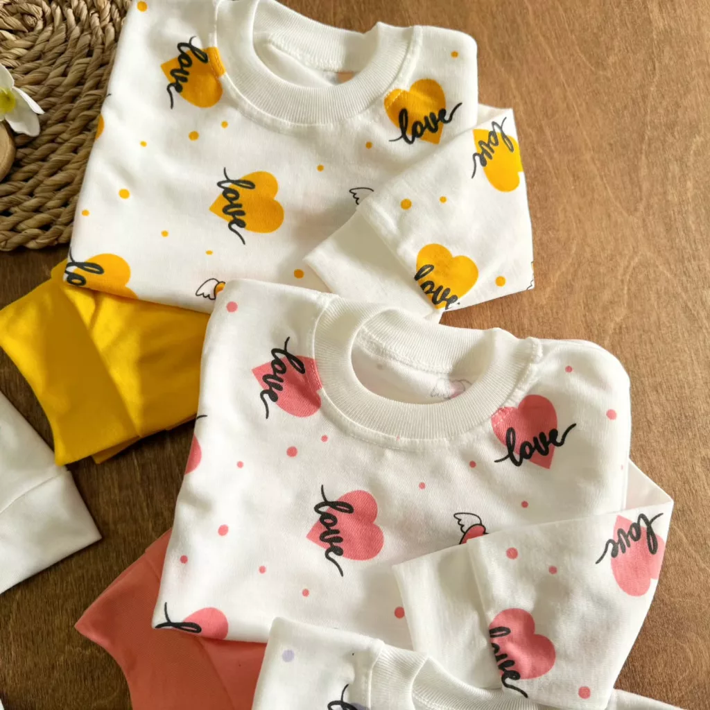 بلوز شلوار نخی قلبی لاو سایز 4 تا 6 کد 4042