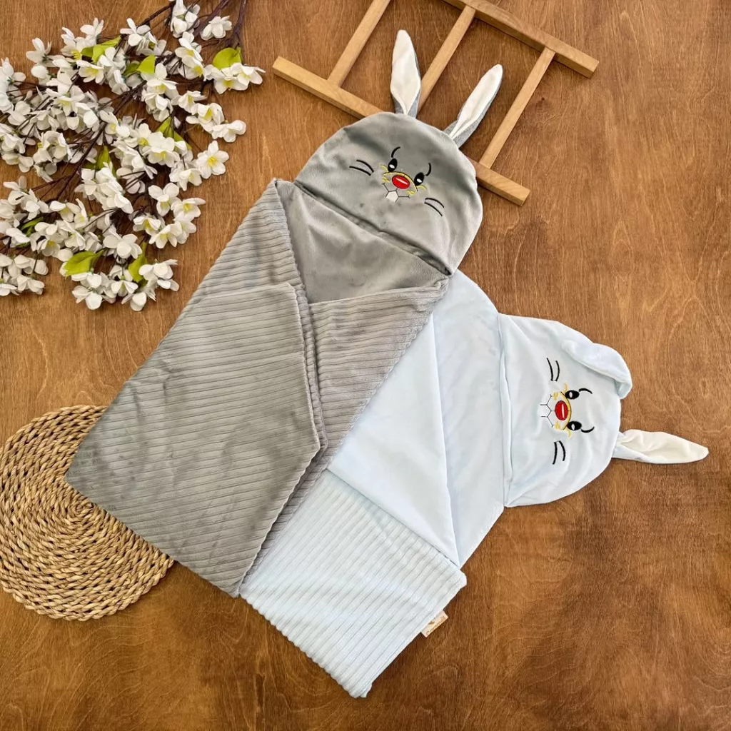 پتو دورپیچ مخمل راه راه خرگوش تک دندان کد 5012