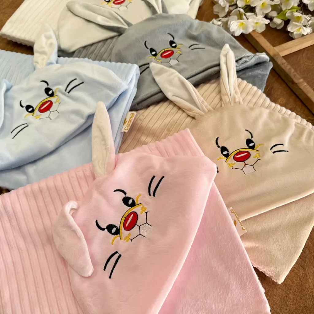 پتو دورپیچ مخمل راه راه خرگوش تک دندان کد 5012