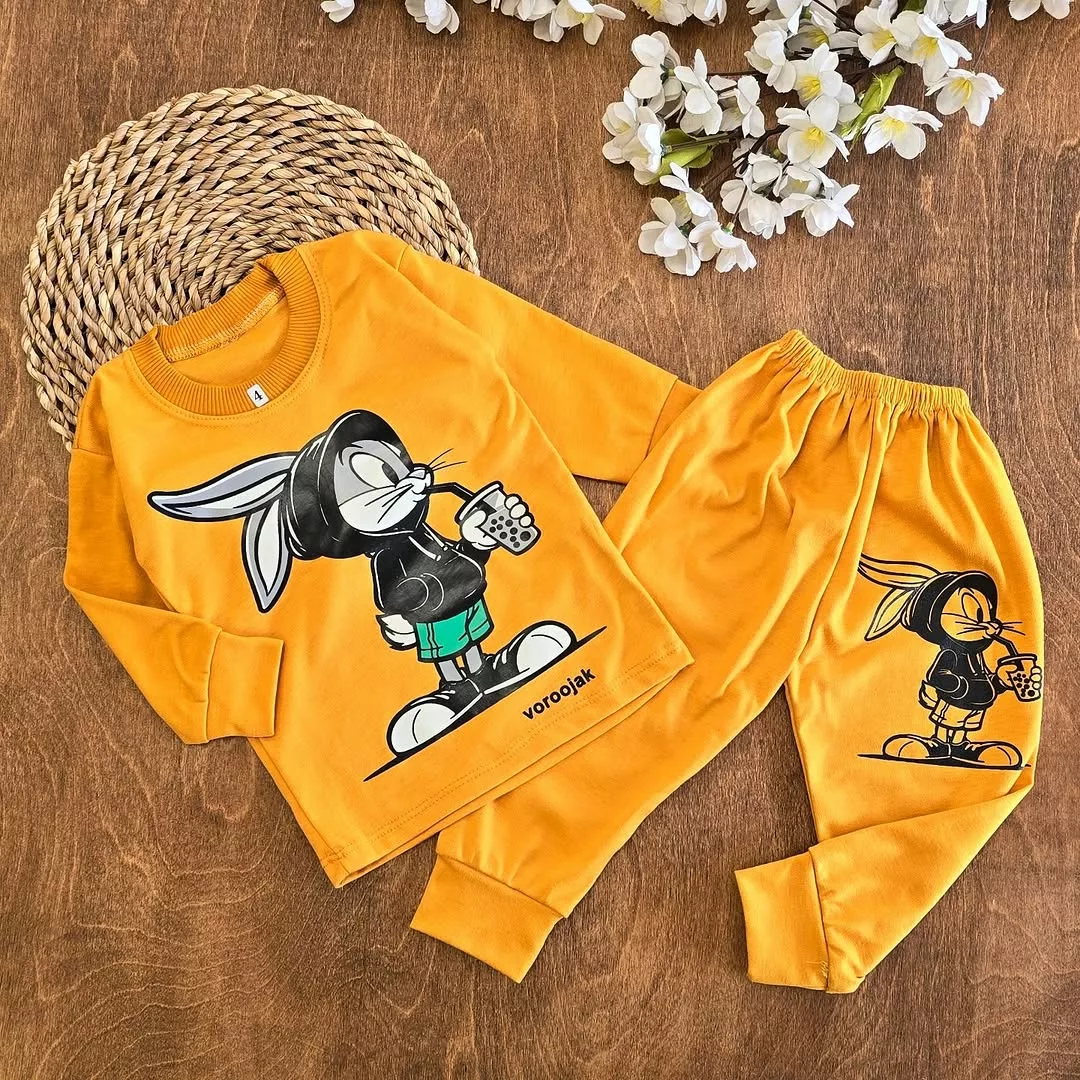 بلوز شلوار خرگوش و نوشیدنی سایز 4 تا 6 کد 5655