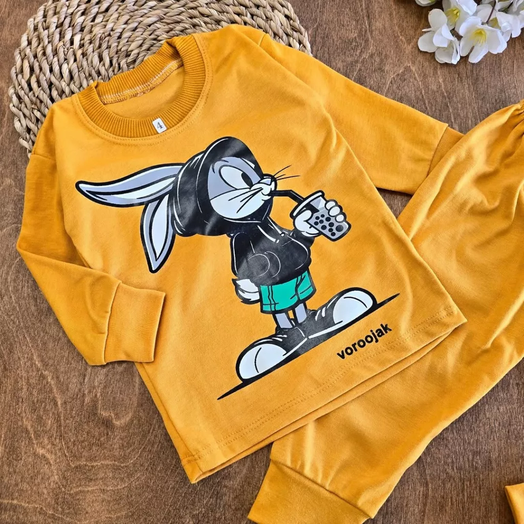 بلوز شلوار خرگوش و نوشیدنی سایز 4 تا 6 کد 5655