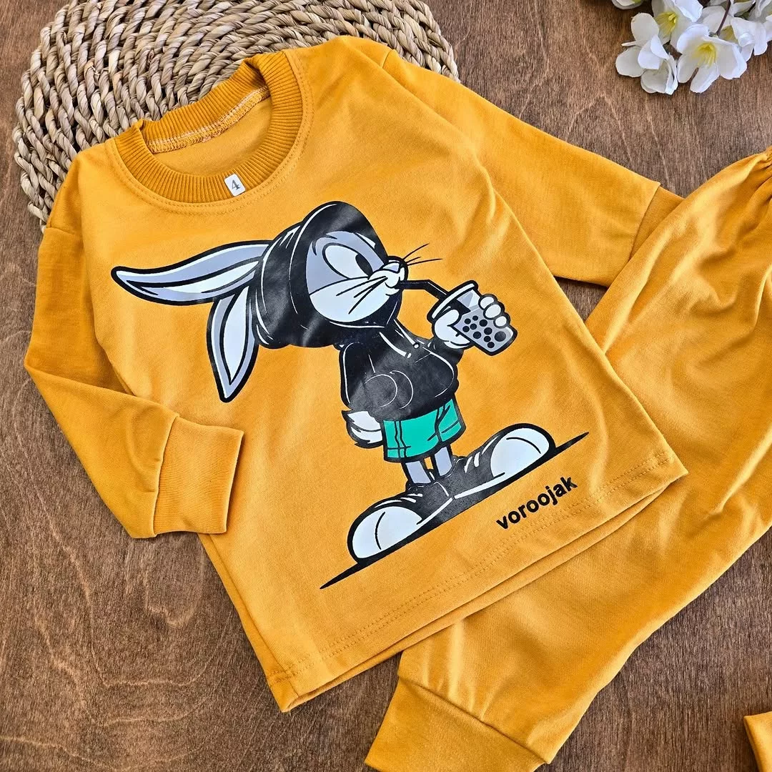 بلوز شلوار خرگوش و نوشیدنی سایز 4 تا 6 کد 5655