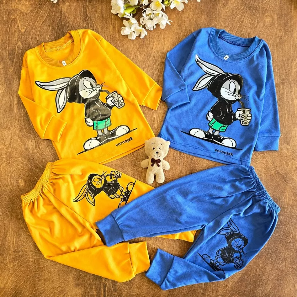 بلوز شلوار خرگوش و نوشیدنی سایز 4 تا 6 کد 5655