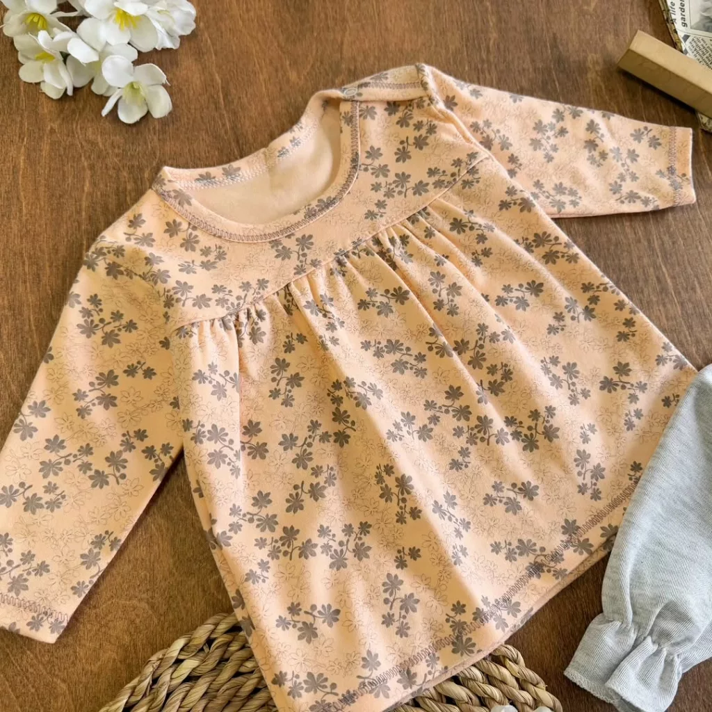 سارافون شلوار گلبهی گل گلی سایز 1 تا 3 کد 2527