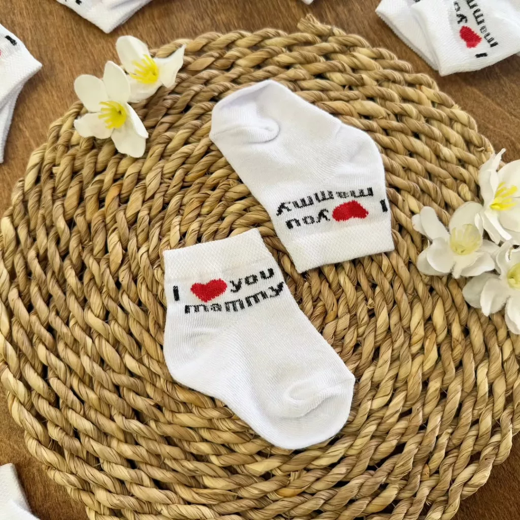 جوراب نوزادی قلبی ماما پاپا کد 5715