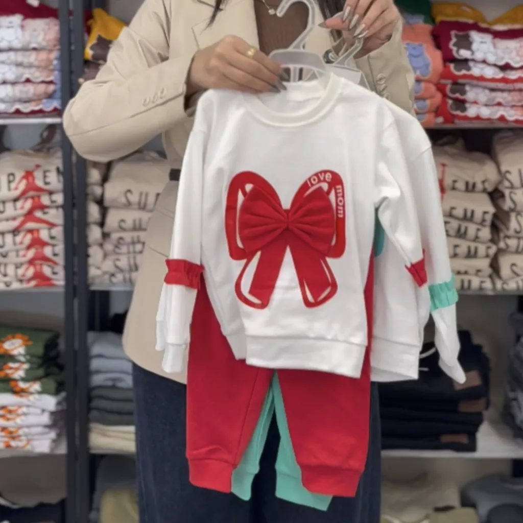 بلوز شلوار پاپیون سایز ۳۵ تا ۴۵ کد ۵۴۵۵