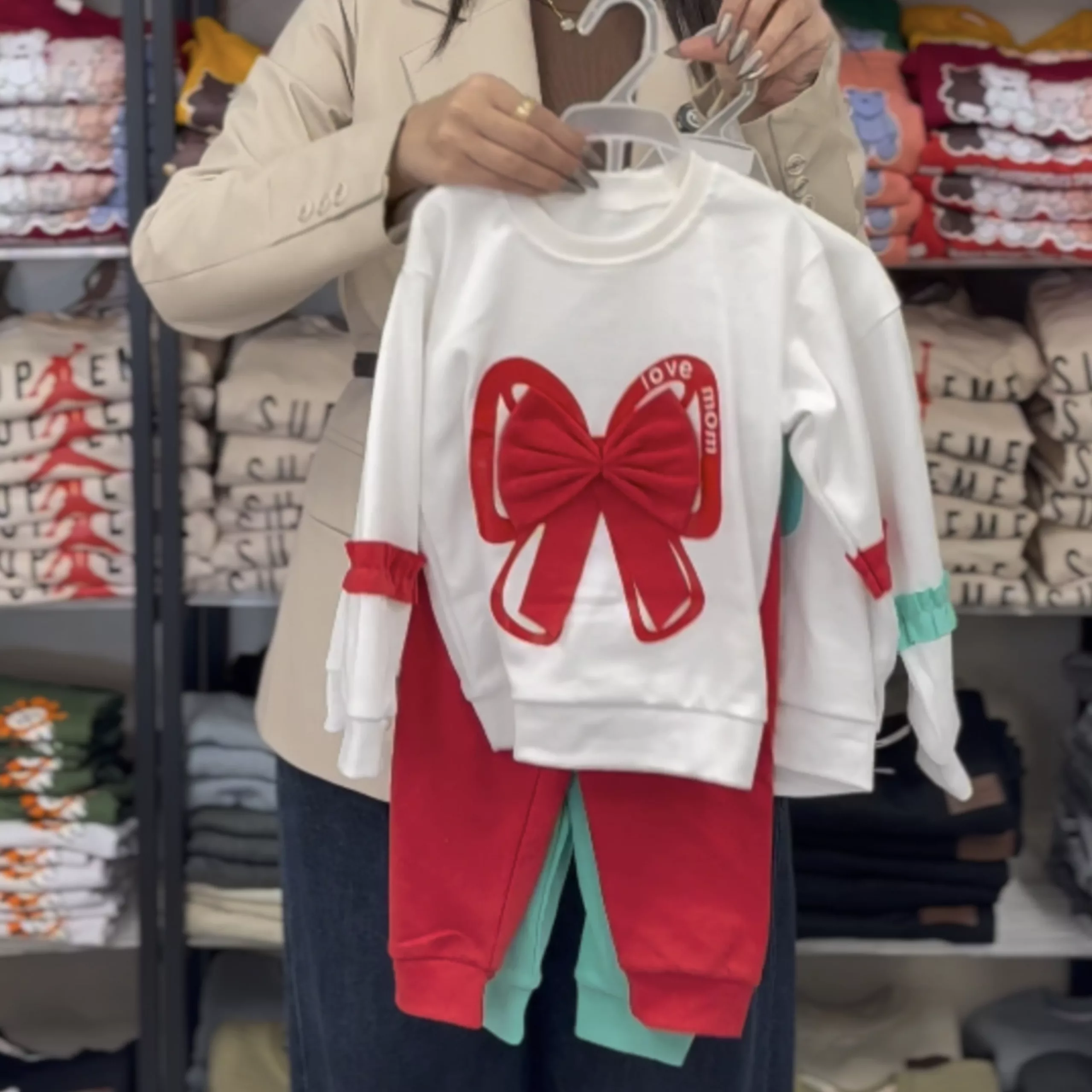 بلوز شلوار پاپیون سایز ۳۵ تا ۴۵ کد ۵۴۵۵