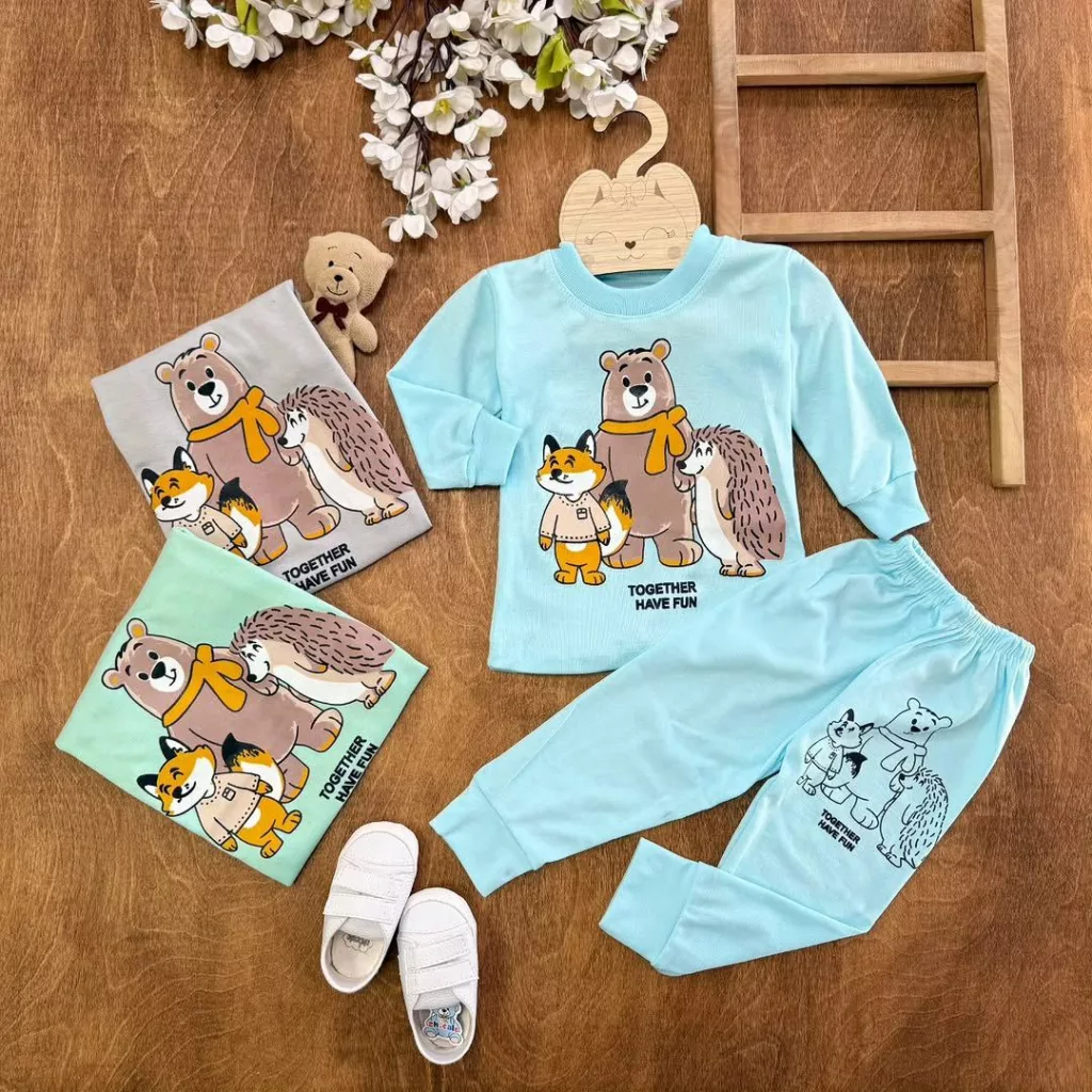 بلوز شلوار خرس، روباه، جوجه تیغی سایز ۴ تا ۶ کد ۵۵۶۹