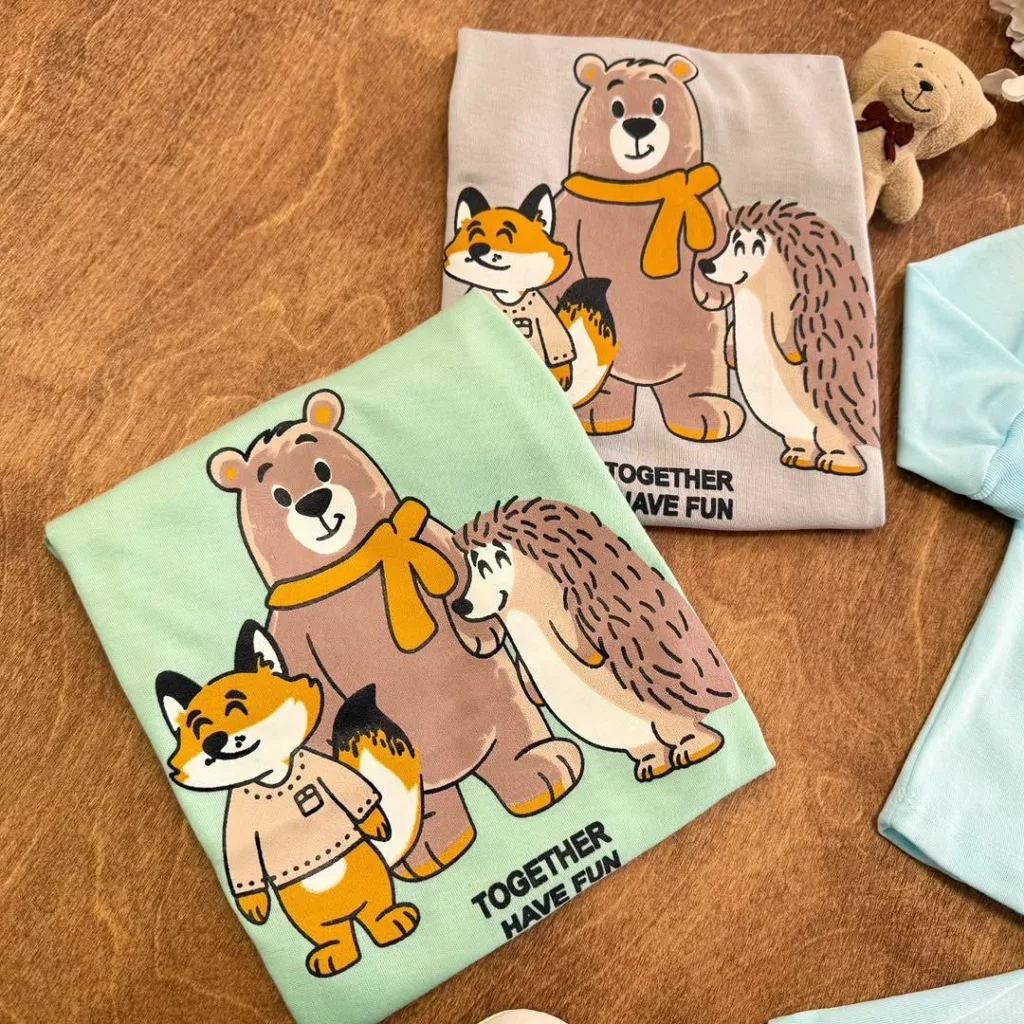 بلوز شلوار خرس، روباه، جوجه تیغی سایز ۴ تا ۶ کد ۵۵۶۹