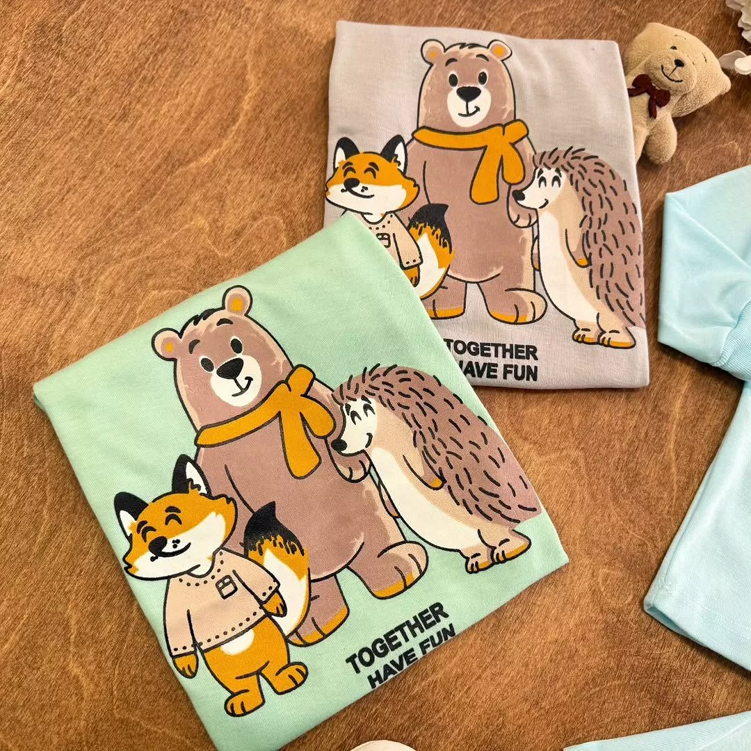 بلوز شلوار خرس، روباه، جوجه تیغی سایز ۴ تا ۶ کد ۵۵۶۹