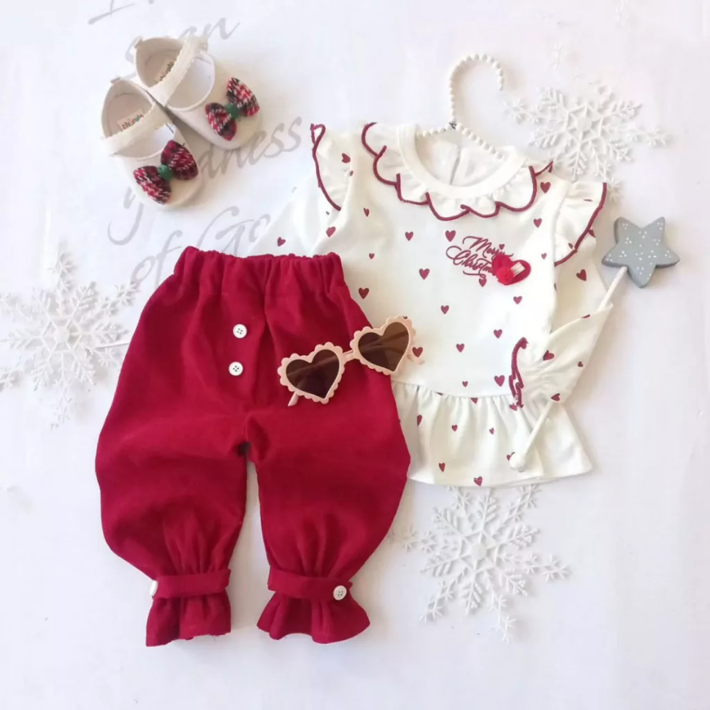 بلوز شلوار قلبی چین دار مدل بهار کد ۵۵۹۷