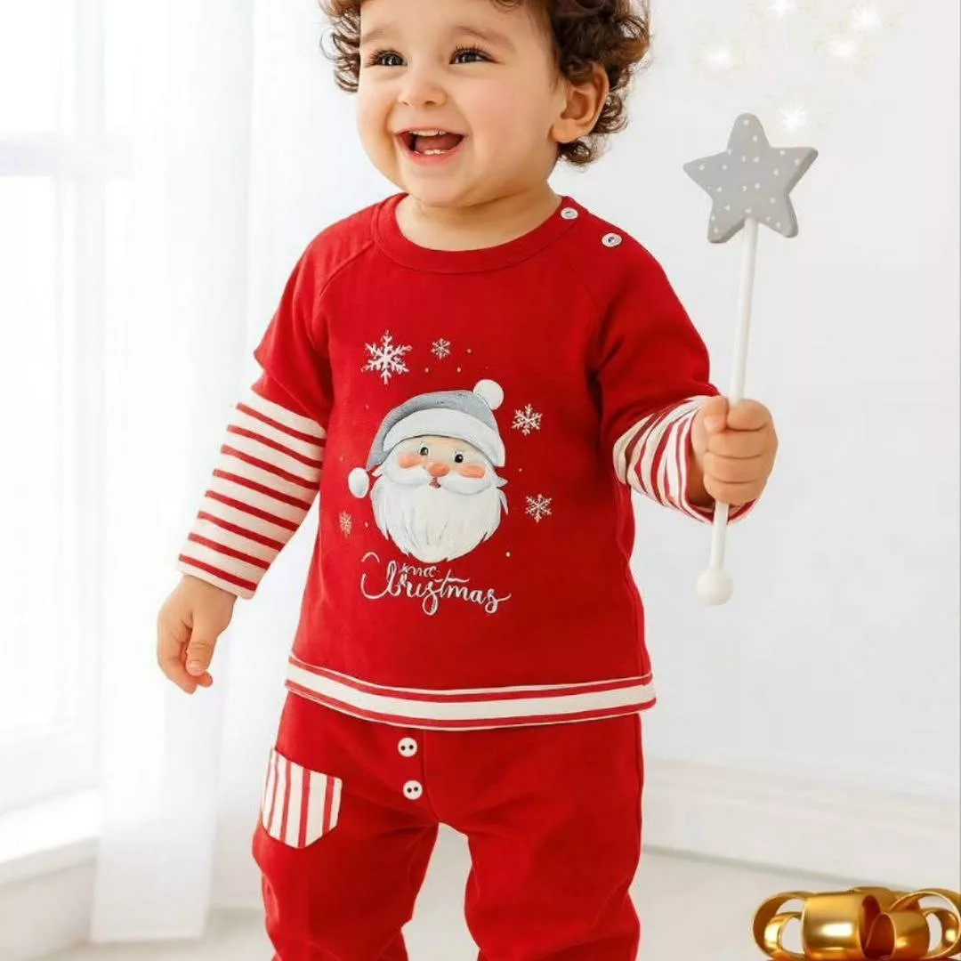 بلوز شلوار قرمز بابانوئل مدل آنیل کد ۵۵۹۸