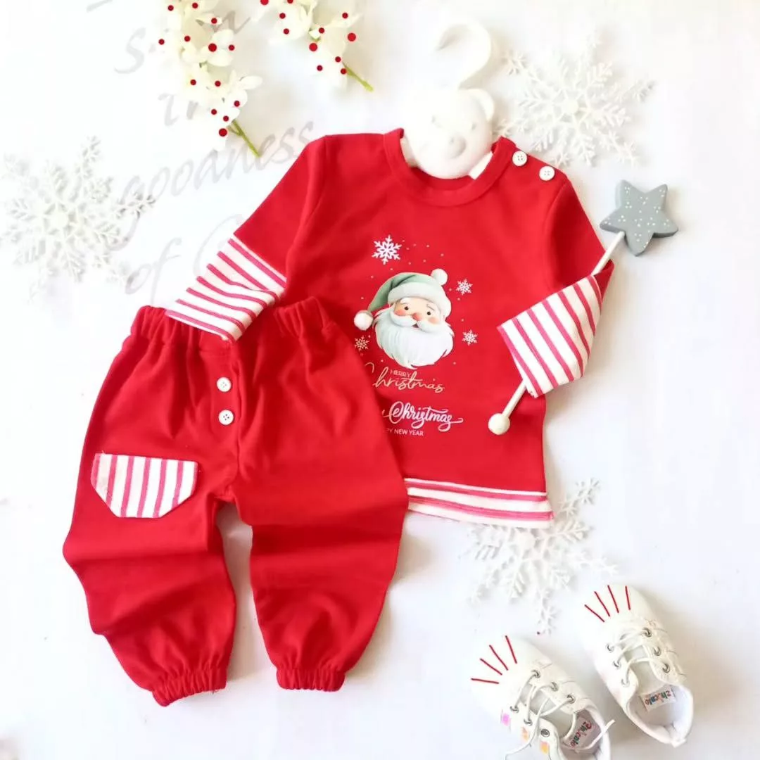 بلوز شلوار قرمز بابانوئل مدل آنیل کد ۵۵۹۸