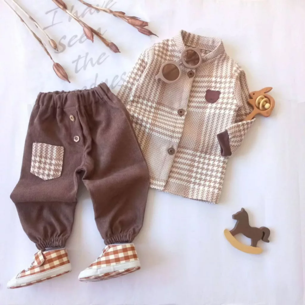 کت و شلوار پسرانه خرسی مدل رایان (روشن) کد ۵۶۰۱