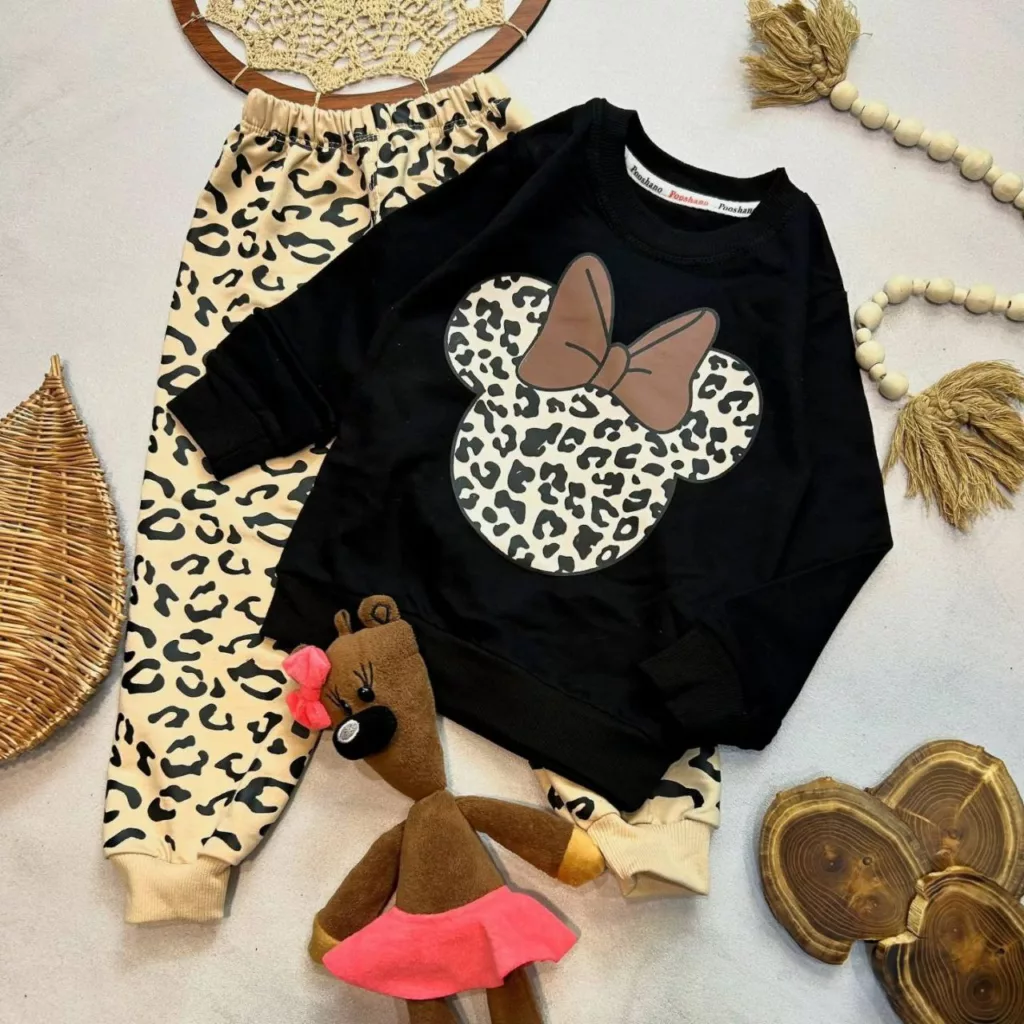 بلوز شلوار مینی موس پلنگی سایز ۳۵ تا ۴۵ کد ۵۶۱۵