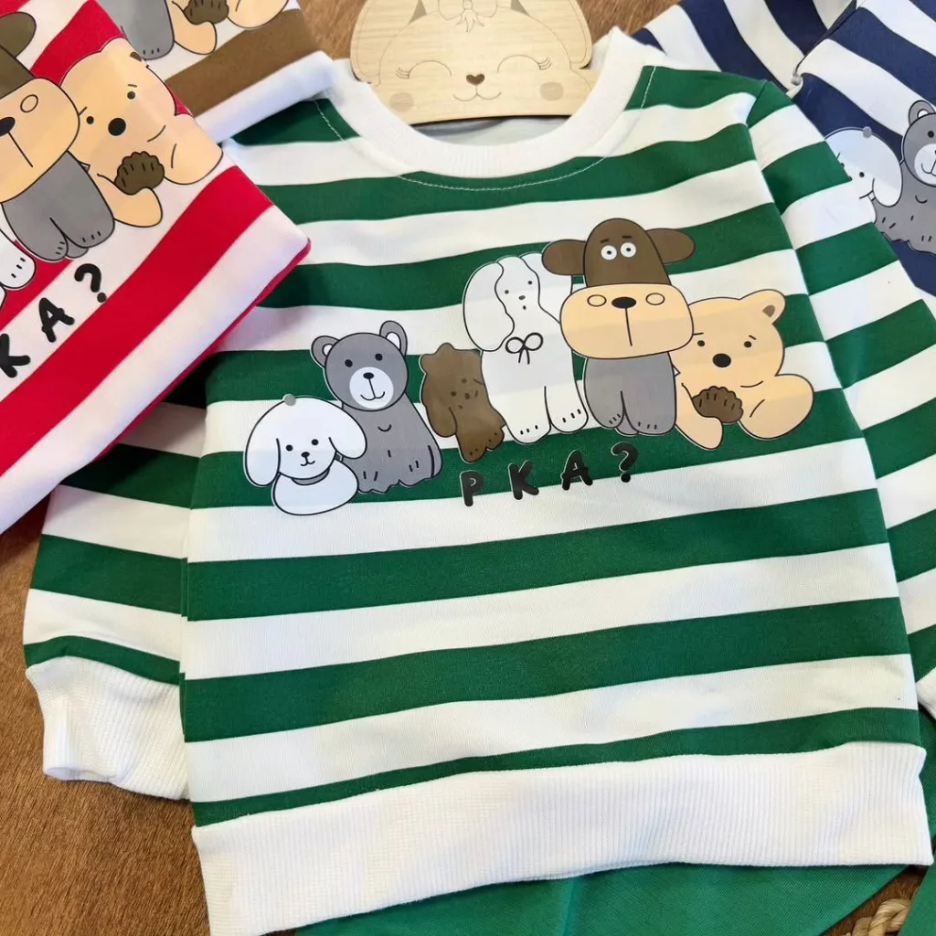 بلوز شلوار راه راه گروه حیوانات سایز ۳۵ تا ۴۵ کد ۵۶۴۷