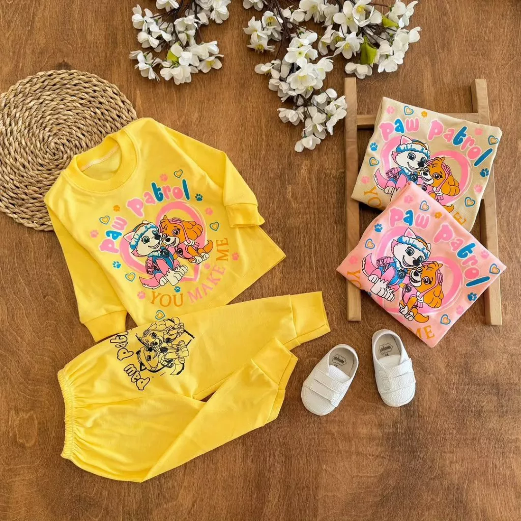 بلوز شلوار دخترانه دو سگ نگهبان سایز ۴ تا ۶ کد ۵۶۵۹