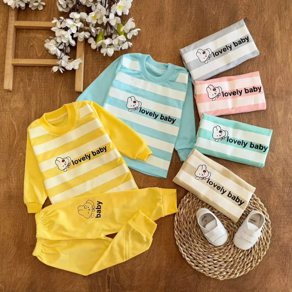 بلوز شلوار راه راه رنگی خرگوش lovely سایز ۴ تا ۶ کد ۵۶۶۱