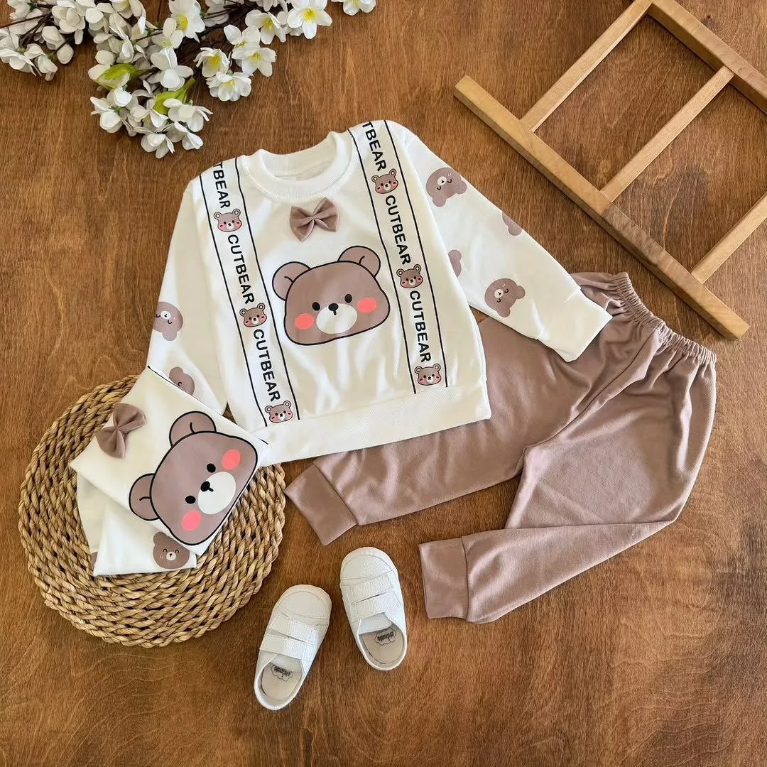 بلوز شلوار خرس ساسبندی پاپیونی سایز ۳۵ تا 40 کد ۵۶۶۷