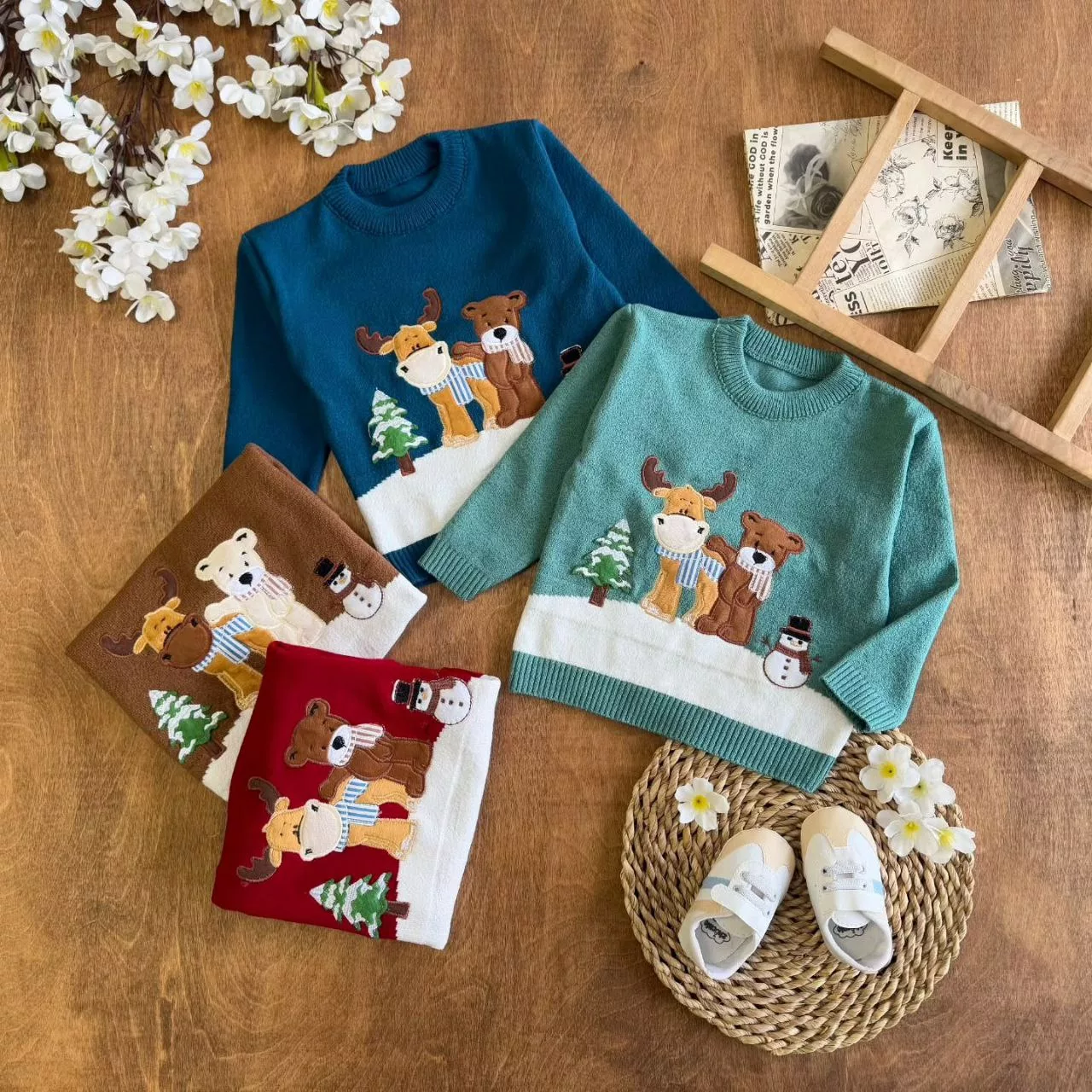 بافت گپ خرس و گوزن برفی سایز ۳۵ تا ۵۰ کد ۵۶۷۰