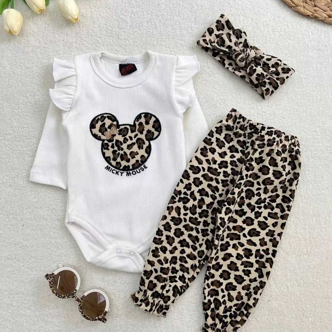 بادی شلوار پلنگی هددار میکی موس سایز ۱ تا ۴ کد ۵۶۷۳