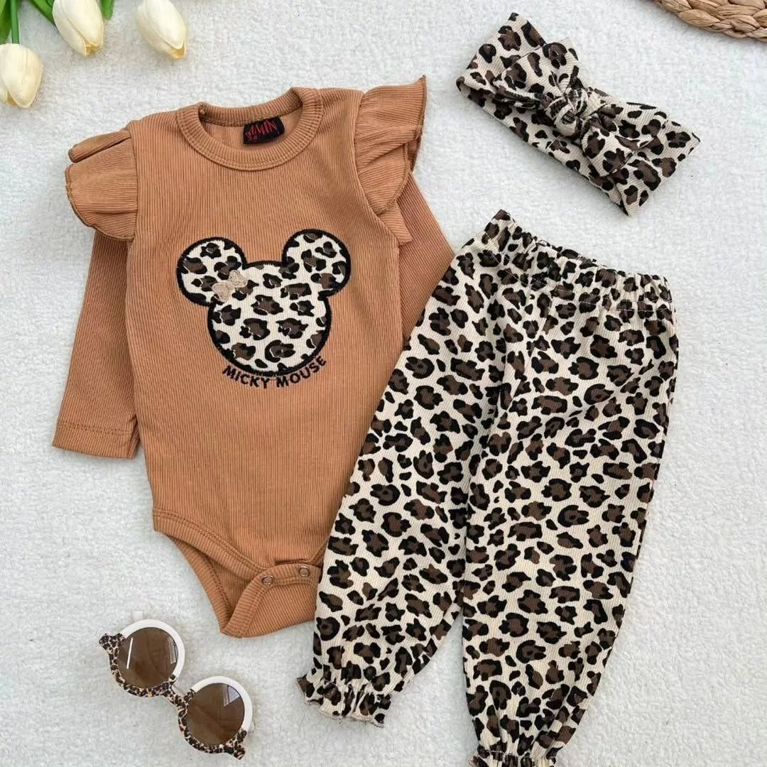 بادی شلوار پلنگی هددار میکی موس سایز ۱ تا ۴ کد ۵۶۷۳