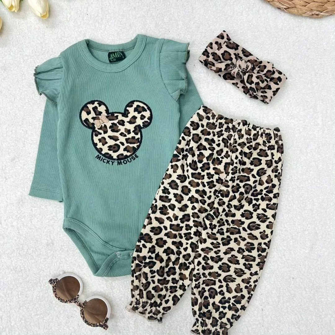 بادی شلوار پلنگی هددار میکی موس سایز ۱ تا ۴ کد ۵۶۷۳