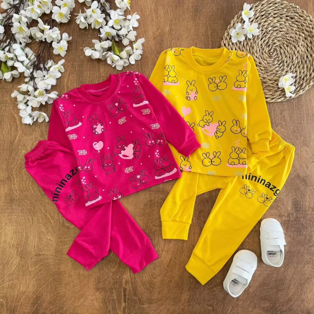 بلوز شلوار دو خرگوش عاشق سایز ۴ تا ۶ کد ۵۶۸۳