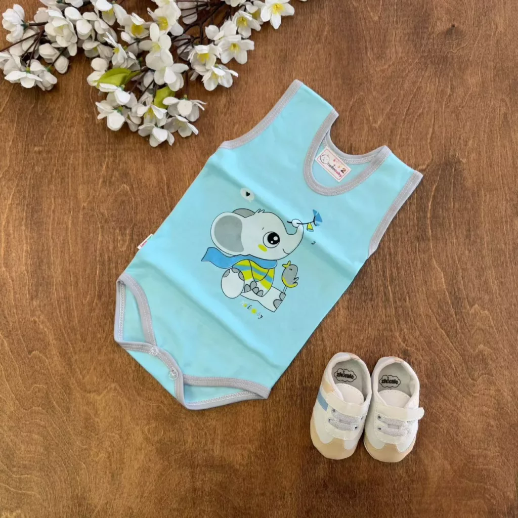 بادی رکابی فیل و پرنده آبی کد ۵۶۸۹ – زیردکمه