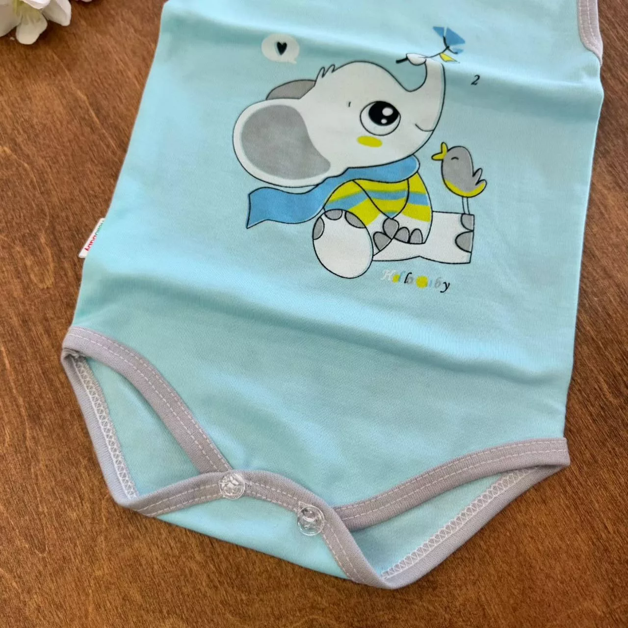 بادی رکابی فیل و پرنده آبی کد ۵۶۸۹ – زیردکمه